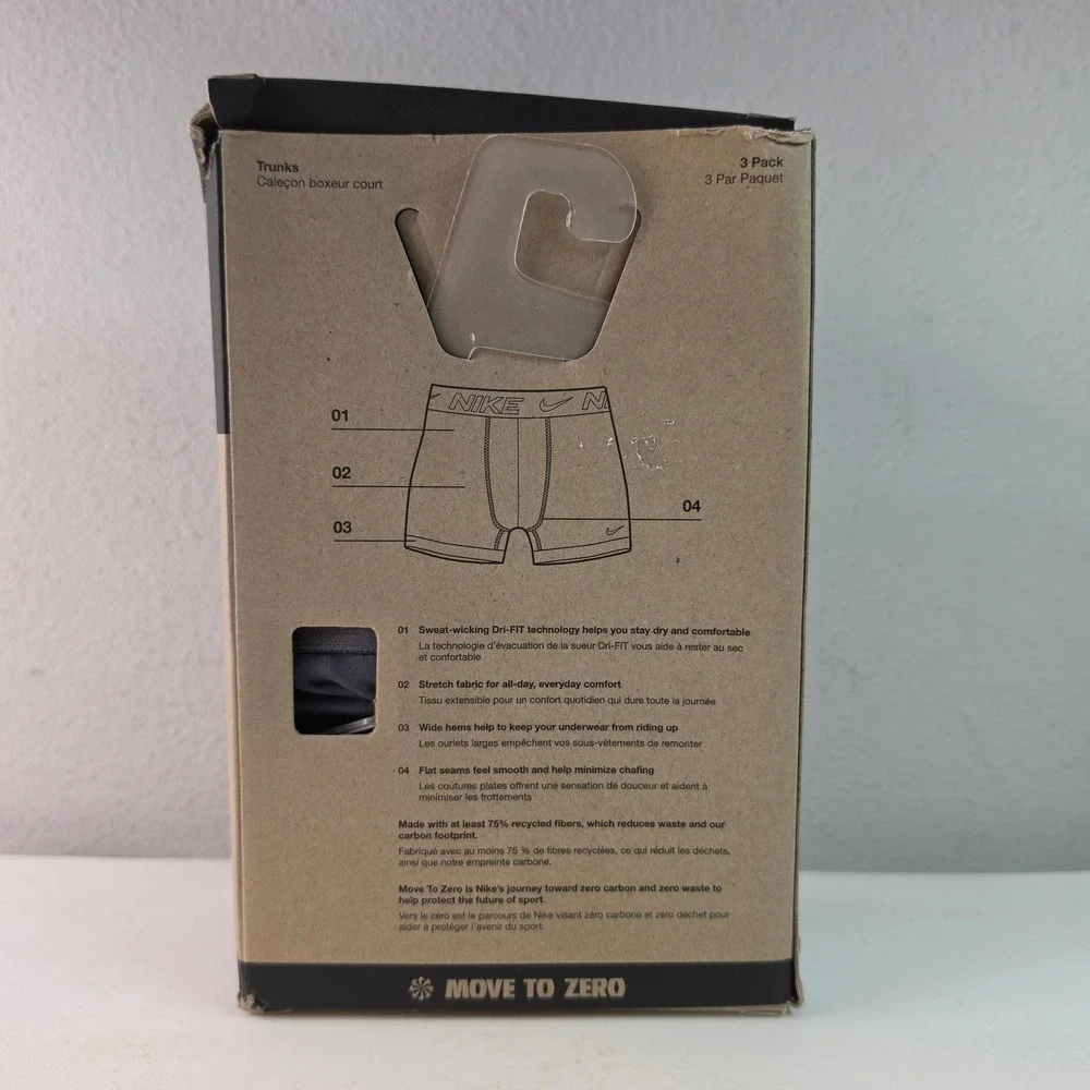 Nike Essential Micro Dri-FIT Trunk Boxer Briefs 3-Pack Blue Gray Black XL